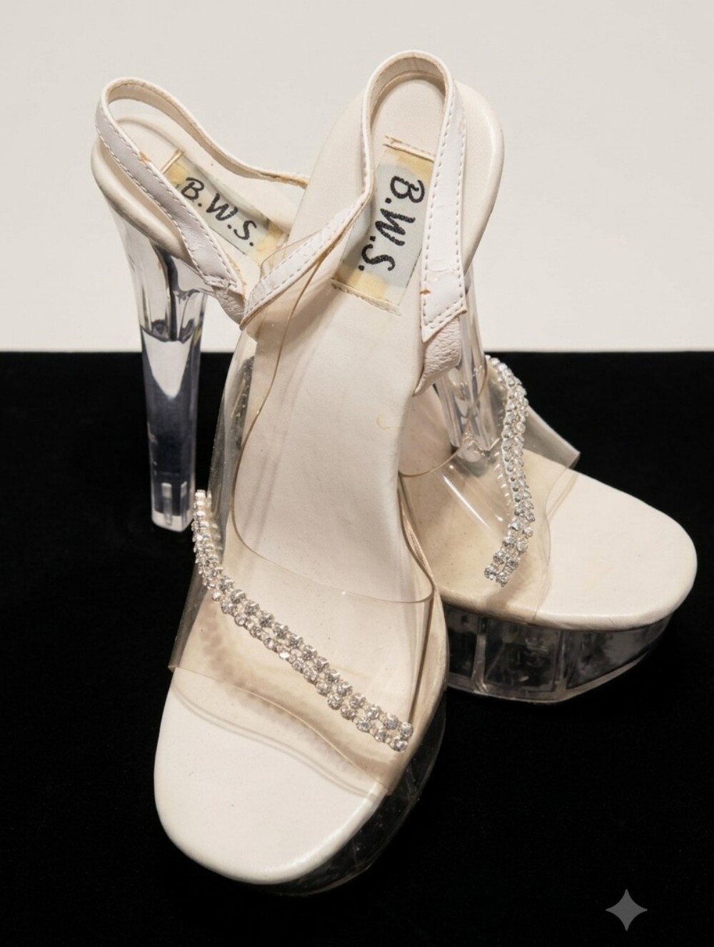 Vintage 2000s Y2K B.W.S. Clear Rhinestone Platform High Heels - Size 7
